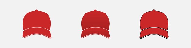 Conjunto vectorial de gorra de béisbol roja