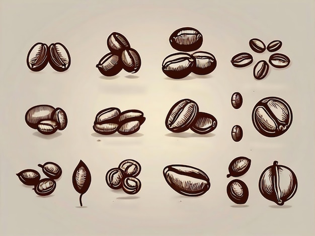 conjunto vectorial de granos de café