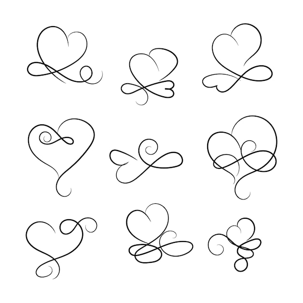 Conjunto vectorial gratuito de garabates para el día de San Valentín
