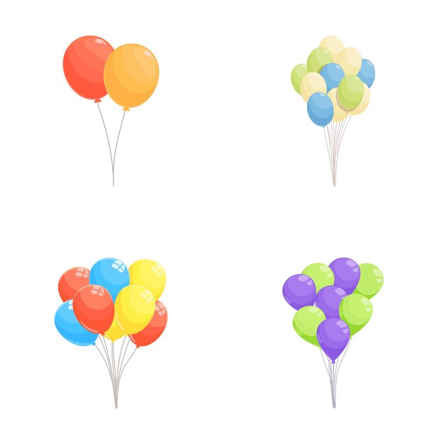 Conjunto vectorial de haces de globos de colores