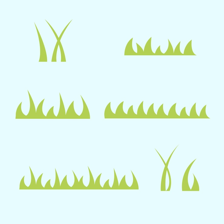 Vector conjunto vectorial de hierba de dibujos animados