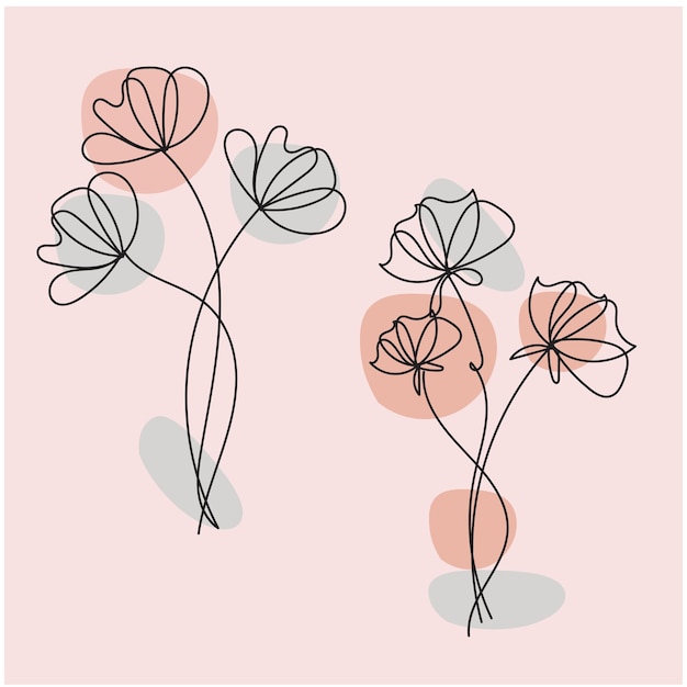 conjunto vectorial de hojas botánicas garabatos de flores silvestres línea de arte