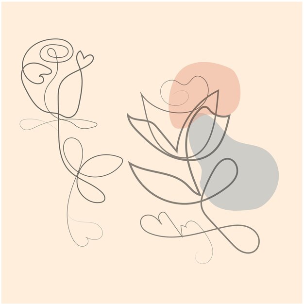 conjunto vectorial de hojas botánicas garabatos de flores silvestres línea de arte