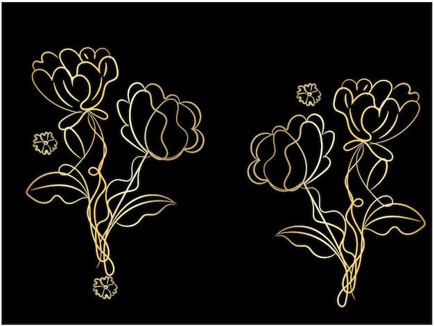 conjunto vectorial de hojas botánicas garabatos de flores silvestres línea de arte