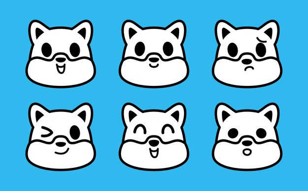 Conjunto vectorial de iconas de perros de dibujos animados aislados