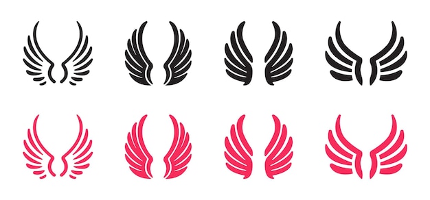 Conjunto vectorial de íconos de alas