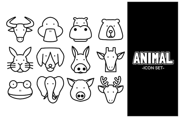 Conjunto vectorial de iconos de animales de arte