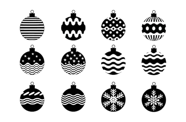 Conjunto vectorial de iconos de bolas de Navidad Colección de signos de ilustración de juguetes de Navidad Símbolo de año nuevo