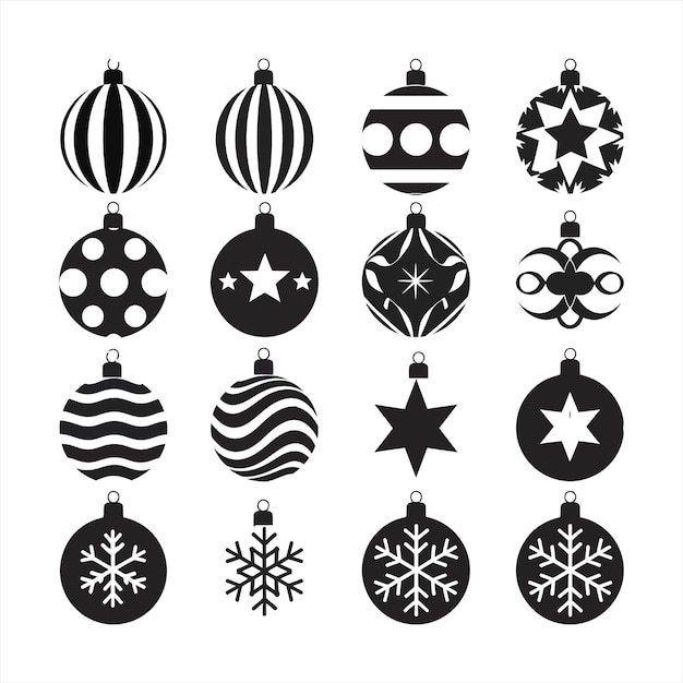 Conjunto vectorial de iconos de bolas de Navidad Colección de signos de ilustración de juguetes de Navidad Símbolo de año nuevo