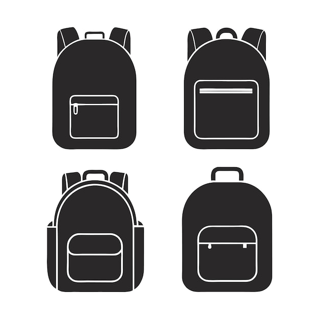 Conjunto vectorial de iconos de bolso escolar para proyectos de diseño moderno