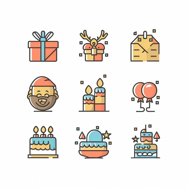 Conjunto vectorial de iconos de celebración de vacaciones