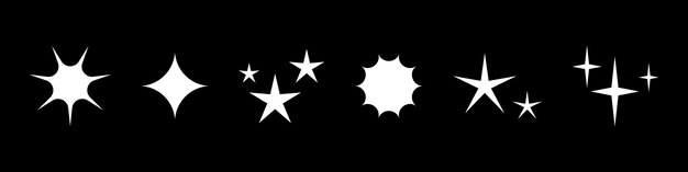 Conjunto vectorial de iconos de chispas futuristas Colección de formas de estrellas blancas aisladas en signos abstractos Abstractos elementos de brillo fresco de los años 90