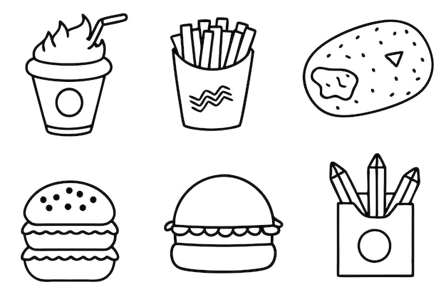 Conjunto vectorial de iconos de comida rápida