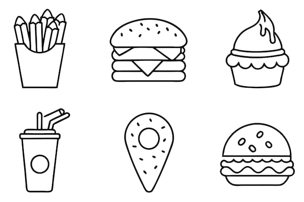 Conjunto vectorial de iconos de comida rápida