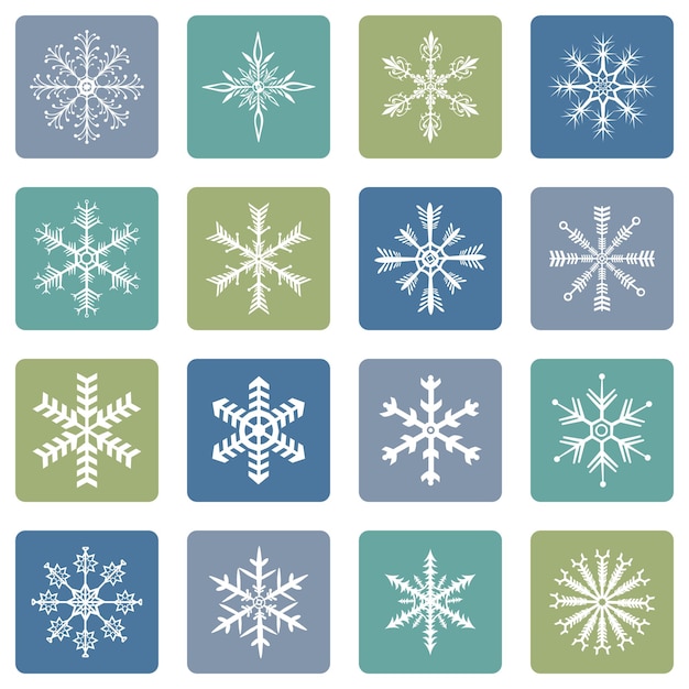 Conjunto vectorial de iconos de copos de nieve