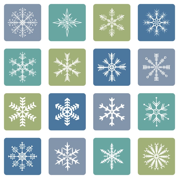 Conjunto vectorial de iconos de copos de nieve