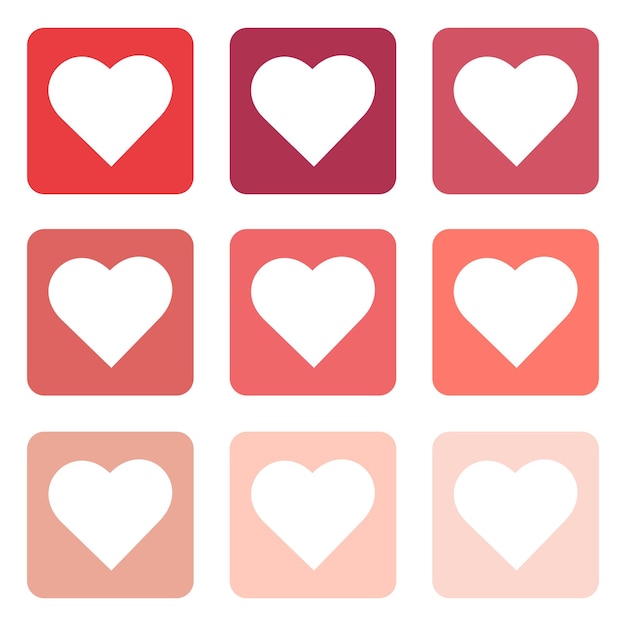 conjunto vectorial de iconos de corazón rosado