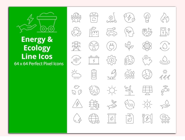 Conjunto vectorial de iconos de línea de ecología