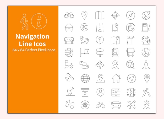 Conjunto vectorial de iconos de línea de navegación