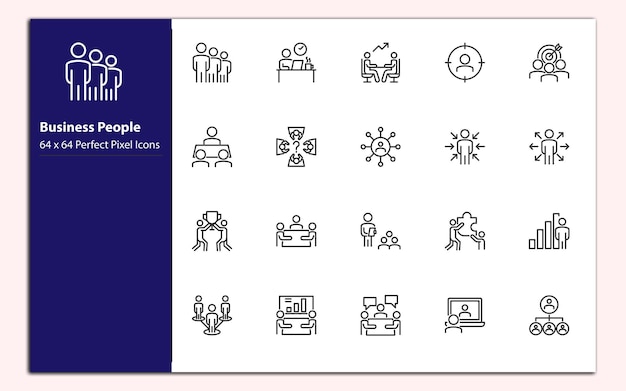 Conjunto vectorial de iconos de la línea de personas