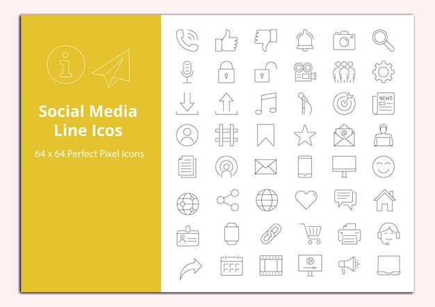Conjunto vectorial de iconos de línea de redes sociales