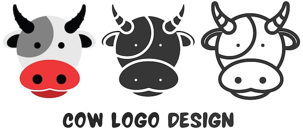 Conjunto vectorial de iconos del logotipo de la granja de vacas