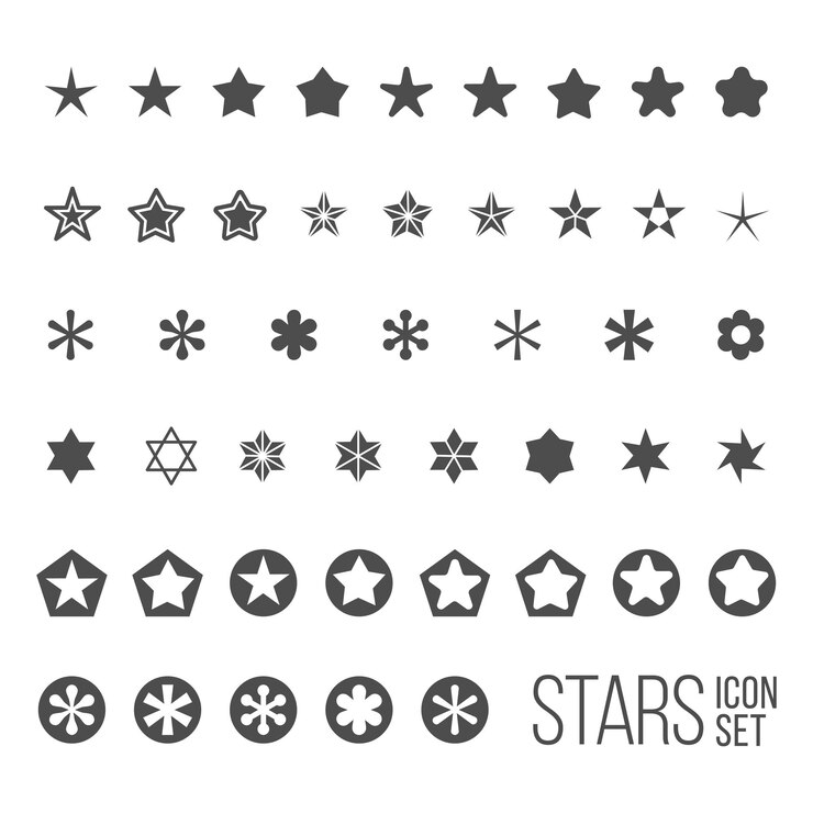 Conjunto vectorial de iconos y pictogramas de estrellas