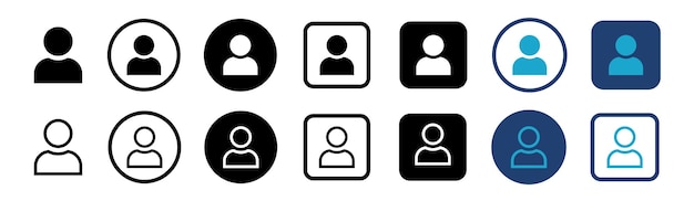 Conjunto vectorial de íconos de usuario Signo de cuenta Avatar vectorial Perfil y silueta de personas Colección de ilustración vectorial