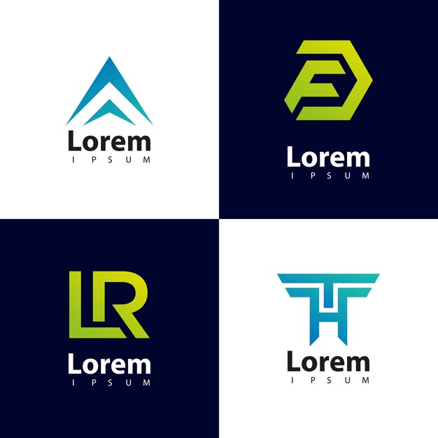 conjunto vectorial de ideas de diseño de logotipos de empresas, impresión en redes sociales u otro uso