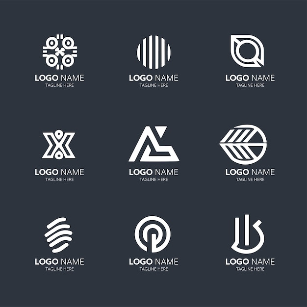 Vector conjunto vectorial de ideas de diseño de logotipos de empresas