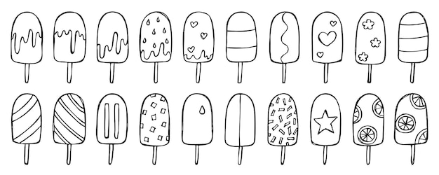 Conjunto vectorial de ilustración de helado dibujado a mano Lindo sundae clipart