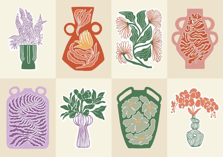 Vector conjunto vectorial de ilustraciones botánicas abstractas