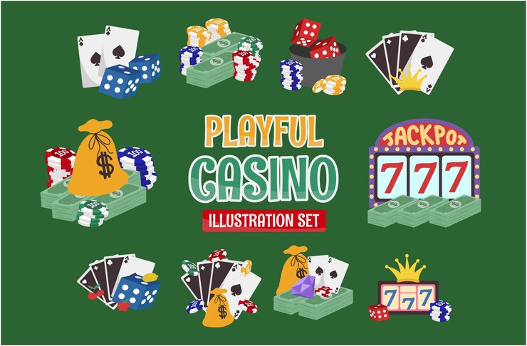 Conjunto vectorial de ilustraciones de casinos lúdicos