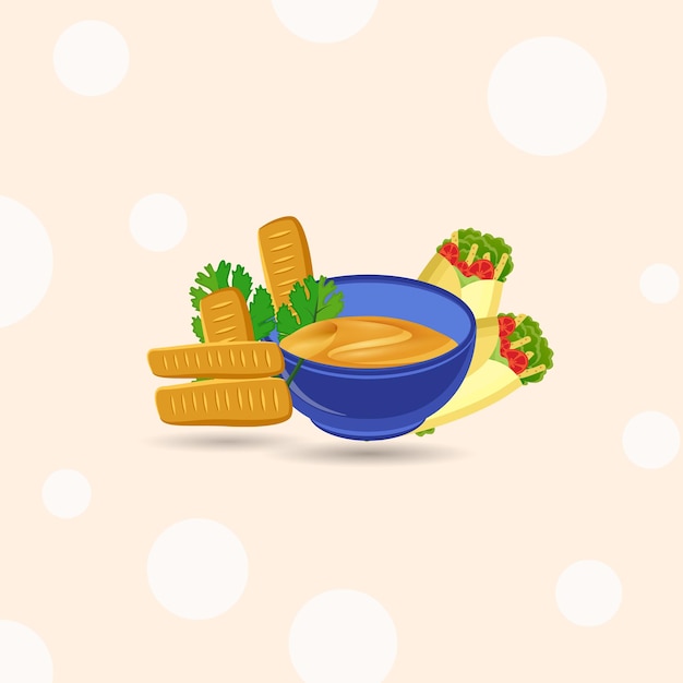 Conjunto vectorial de ilustraciones de comida mexicana plantilla de comida deliciosa mexicana salsa bebida con verduras