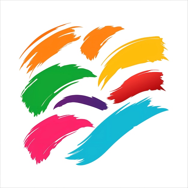 Conjunto vectorial de ilustraciones de pinceladas coloridas