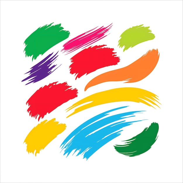 Conjunto vectorial de ilustraciones de pinceladas coloridas