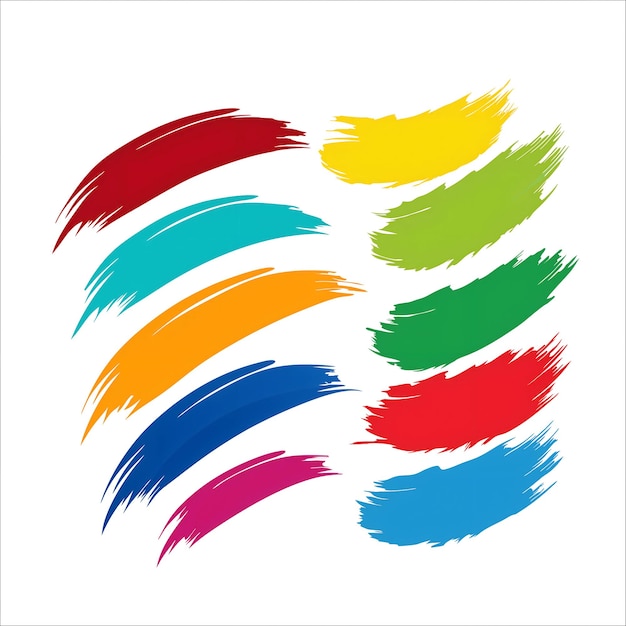 Conjunto vectorial de ilustraciones de pinceladas coloridas