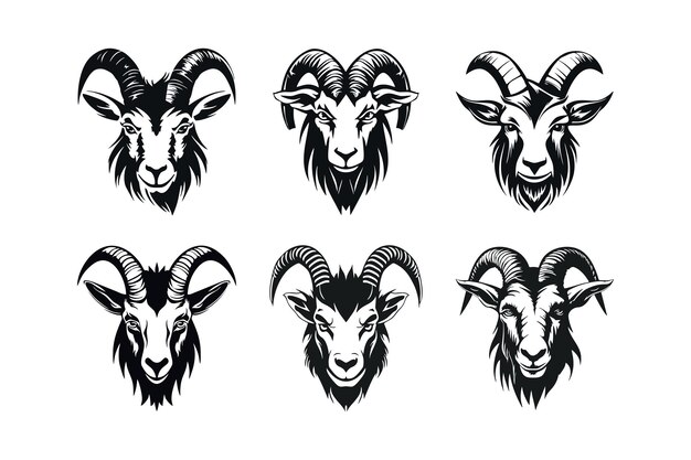 Vector un conjunto vectorial de ilustraciones de silueta de cabra