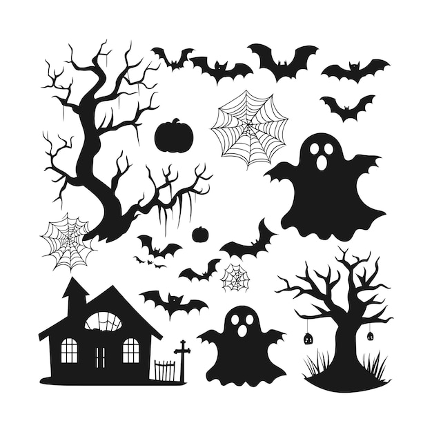 Conjunto vectorial ilustrativo de elementos de Halloween