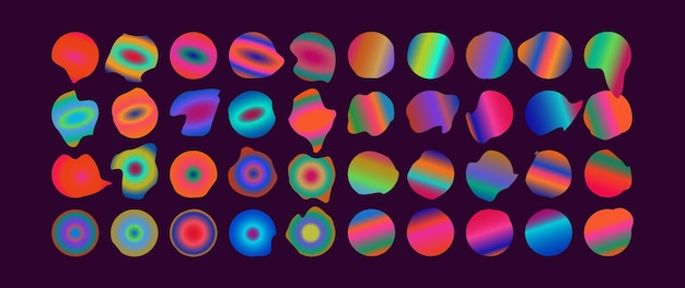 Conjunto vectorial de increíbles gradientes de aura Y2K Paleta de colores saturados Elementos geométricos para la marca de redes sociales Diseño de logotipo psicodélico Colección de elementos de diseño de big data de tecnología cibernética vanguardista