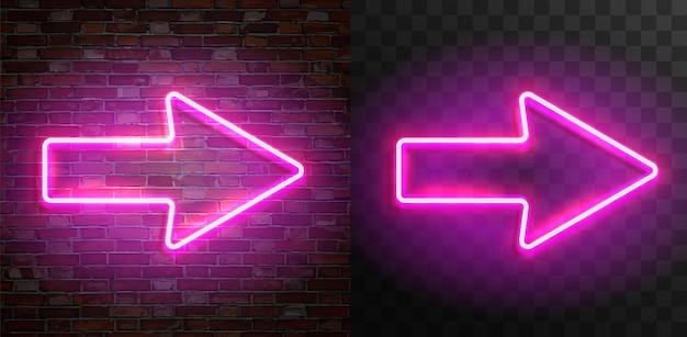 Conjunto vectorial de lámparas de neón en forma de figura contra un fondo de pared oscuro