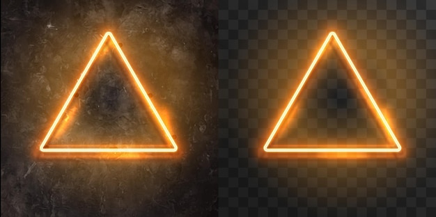 Conjunto vectorial de lámparas de neón en forma de figura contra un fondo de pared oscuro