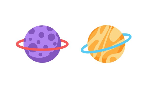Conjunto vectorial de lindos planetas dibujados a mano