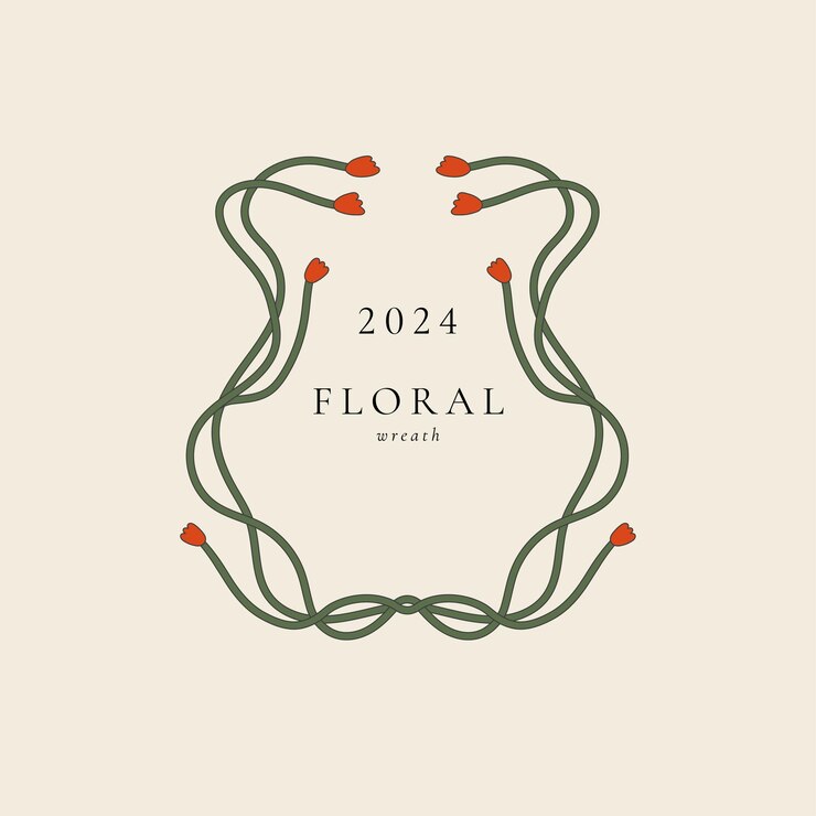 Conjunto vectorial de líneas corona floral marco decorativo con flores minimalistas ramas y texto plantilla elementos botánicos perfectos para invitaciones de boda y tarjetas de cumpleaños
