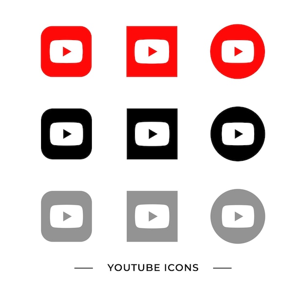 El conjunto vectorial del logotipo de las redes sociales de los íconos de Youtube