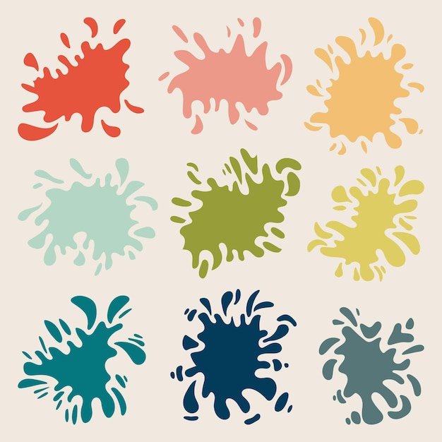 Conjunto vectorial de manchas de color