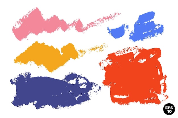 Conjunto vectorial de manchas de trazos de pincel dibujados a mano para telones de fondo Conjunto de elementos de diseño colorido Varios colores artísticos fondos horizontales dibujados a mano