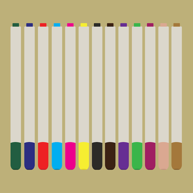 conjunto vectorial de marcadores en diferentes colores