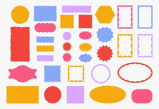 Conjunto vectorial de marcos de borde en zigzag recolorables