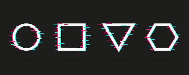 Conjunto vectorial de marcos con efecto glitch fondos modernos de moda para la portada del cartel de banner de diseño
